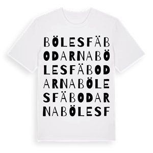 Bölesfäbodarna ordlek t-shirt – ekologisk bomull t-shirt från Pinshirt