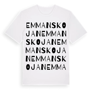 Emmanskojan ordlek t-shirt – ekologisk bomull t-shirt från Pinshirt