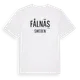 White t-shirt med Fålnäs i Sverige t-shirt