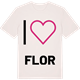 Vintage White t-shirt med Jag älskar Flor t-shirt stort tryck