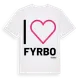 White t-shirt med Jag älskar Fyrbo t-shirt stort tryck