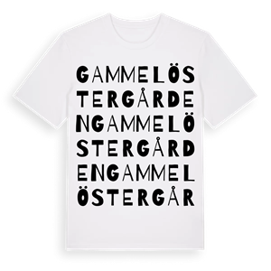 Gammel Östergården ordlek t-shirt – ekologisk bomull t-shirt från Pinshirt
