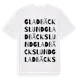 White t-shirt med Gladbäckslund ordlek t-shirt