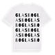 White t-shirt med Glasbo ordlek t-shirt