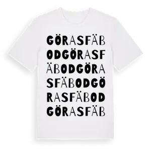 Göras Fäbod ordlek t-shirt – ekologisk bomull t-shirt från Pinshirt