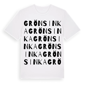 Grönsinka ordlek t-shirt – ekologisk bomull t-shirt från Pinshirt