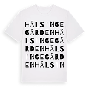 Hälsingegården ordlek t-shirt – ekologisk bomull t-shirt från Pinshirt