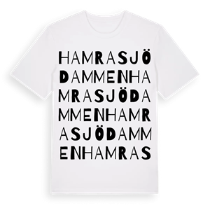 Hamrasjödammen ordlek t-shirt – ekologisk bomull t-shirt från Pinshirt