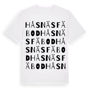 Håsnäs fäbod ordlek t-shirt – ekologisk bomull t-shirt från Pinshirt