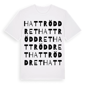 Hattröddret ordlek t-shirt – ekologisk bomull t-shirt från Pinshirt