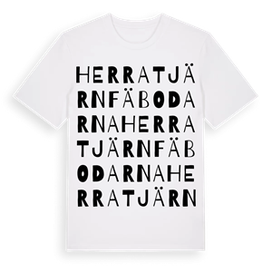 Herratjärnfäbodarna ordlek t-shirt – ekologisk bomull t-shirt från Pinshirt