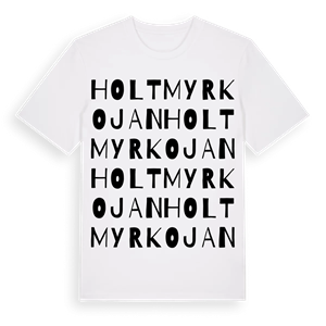 Holtmyrkojan ordlek t-shirt – ekologisk bomull t-shirt från Pinshirt
