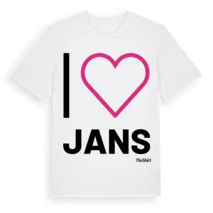 Jag älskar Jans t-shirt stort tryck – ekologisk bomull t-shirt från Pinshirt
