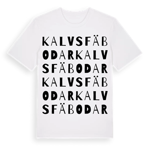 Kalvs fäbodar ordlek t-shirt – ekologisk bomull t-shirt från Pinshirt