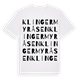 White t-shirt med Klingermyråsen ordlek t-shirt