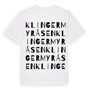 Klingermyråsen ordlek t-shirt – ekologisk bomull t-shirt från Pinshirt