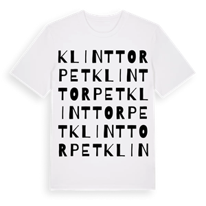 Klinttorpet ordlek t-shirt – ekologisk bomull t-shirt från Pinshirt
