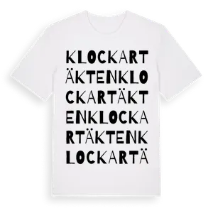 Klockartäkten ordlek t-shirt – ekologisk bomull t-shirt från Pinshirt