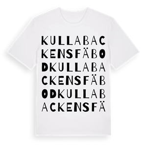 Kullabackens fäbod ordlek t-shirt – ekologisk bomull t-shirt från Pinshirt