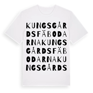 Kungsgårdsfäbodarna ordlek t-shirt – ekologisk bomull t-shirt från Pinshirt