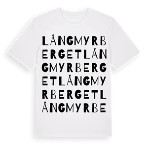 Långmyrberget ordlek t-shirt – ekologisk bomull t-shirt från Pinshirt