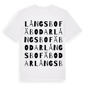 Långsbo fäbodar ordlek t-shirt – ekologisk bomull t-shirt från Pinshirt