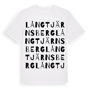 Långtjärnsberg ordlek t-shirt – ekologisk bomull t-shirt från Pinshirt