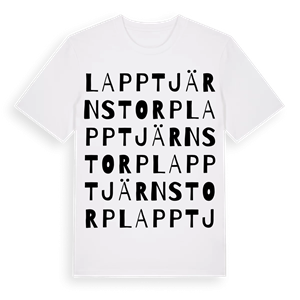 Lapptjärnstorp ordlek t-shirt – ekologisk bomull t-shirt från Pinshirt
