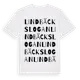 White t-shirt med Lindbäckslogan ordlek t-shirt