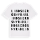 White t-shirt med Lindsbergsmyran ordlek t-shirt