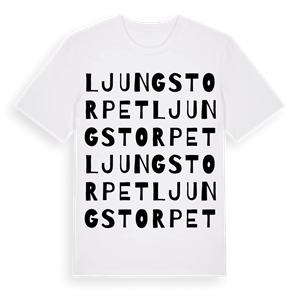 Ljungstorpet ordlek t-shirt – ekologisk bomull t-shirt från Pinshirt