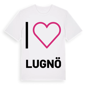 Jag älskar Lugnö t-shirt stort tryck – ekologisk bomull t-shirt från Pinshirt