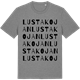 Mid Heather Gray t-shirt med Lustakojan ordlek t-shirt