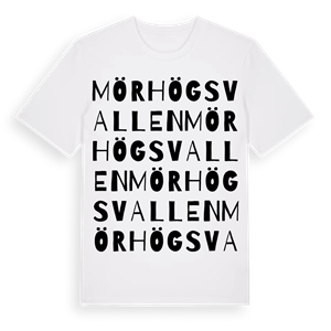 Mörhögsvallen ordlek t-shirt – ekologisk bomull t-shirt från Pinshirt