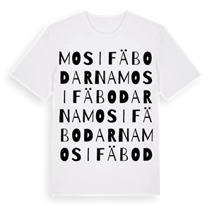 Mosifäbodarna ordlek t-shirt – ekologisk bomull t-shirt från Pinshirt