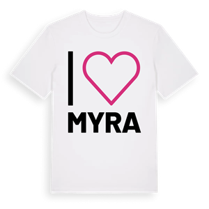 Jag älskar Myra t-shirt stort tryck – ekologisk bomull t-shirt från Pinshirt