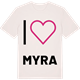 Vintage White t-shirt med Jag älskar Myra t-shirt stort tryck