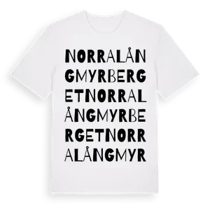 Norra Långmyrberget ordlek t-shirt – ekologisk bomull t-shirt från Pinshirt
