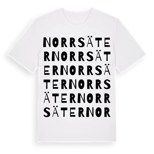 Norrsäter ordlek t-shirt – ekologisk bomull t-shirt från Pinshirt
