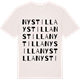 Vintage White t-shirt med Nystilla ordlek t-shirt