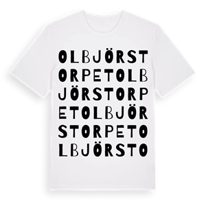 Olbjörstorpet ordlek t-shirt – ekologisk bomull t-shirt från Pinshirt