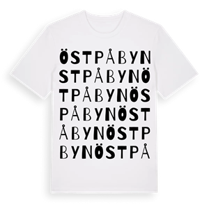 Öst på byn ordlek t-shirt – ekologisk bomull t-shirt från Pinshirt