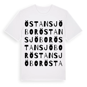 Östansjöbor ordlek t-shirt – ekologisk bomull t-shirt från Pinshirt