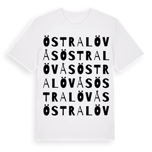 Östra Lövås ordlek t-shirt – ekologisk bomull t-shirt från Pinshirt