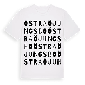 Östra Öjungsbo ordlek t-shirt – ekologisk bomull t-shirt från Pinshirt