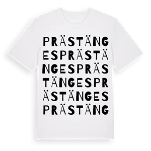 Prästänges ordlek t-shirt – ekologisk bomull t-shirt från Pinshirt