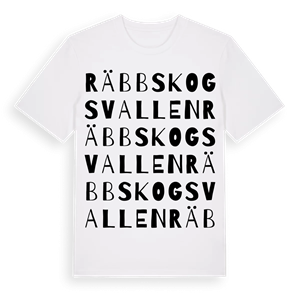 Räbbskogsvallen ordlek t-shirt – ekologisk bomull t-shirt från Pinshirt