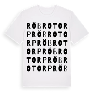 Röbrotorp ordlek t-shirt – ekologisk bomull t-shirt från Pinshirt