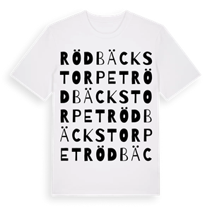Rödbäckstorpet ordlek t-shirt – ekologisk bomull t-shirt från Pinshirt