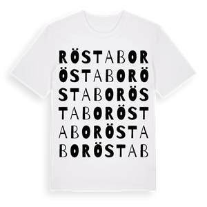Röstabo ordlek t-shirt – ekologisk bomull t-shirt från Pinshirt